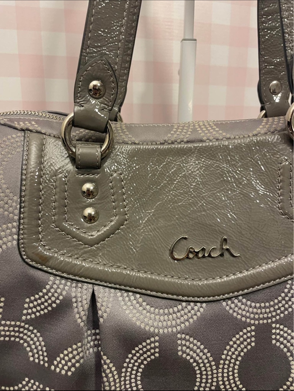 Coach Metallic Gray Signature Circle Shoulder Bag - Picture 7 of 10